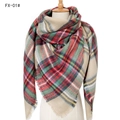 Beige faux cashmere oversized scarf with red, green, and yellow grid patterns and fringe - 140x140cm / 01# Light Camel Multicolor Plaid