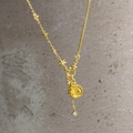 Vintage gold coin pendant necklace with colorful gemstones and star accents - Coin Star Colored Gemstone Style (8#)