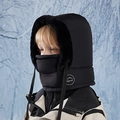 Schwarze Kinder Sturmhaube mit warmem Fleece-Futter und Sport-Logo für den Winter - Schwarz