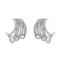 Orecchini a cerchio a C argentati multistrato con scintillanti zirconi bianchi micro pavé - Platino Zircone Bianco