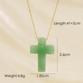 Collana con pendente a croce in pietra naturale verde e catena d'oro da 41 più 5cm - Avventurina Verde