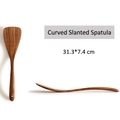 Curved acacia wood spatula for non-stick pans with natural wood grain, 31.3x7.4 cm - Thickened Curved Slant Spatula