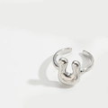 Adjustable silver open ring featuring a minimalist U-shape liquid metal design - Letter U Style