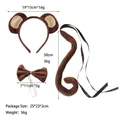 Componenti dettagliati del costume da scimmia in peluche con fascia, papillon e coda - Set Scimmia a Coda Lunga 3 Pezzi