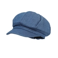 Detail of blue denim baker boy hat showing fabric texture and elastic back band - M (56-58cm) / Dark Blue