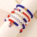 5Pcs set of Independence Day beaded bracelets with USA and Freedom lettering and star charm - FREEDOM Stars and Stripes Style (10637)