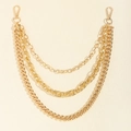 Multi-layer gold industrial style wallet chain with lobster clasps for trousers - Gold