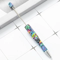 DIY plastic beaded pen featuring vibrant bohemian floral patterns and a sleek metal nib - Multicolor Ethnic Pattern (33)
