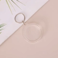 Clear circular acrylic photo frame keychain with silver metal ring for DIY crafting - Round Diameter 4cm