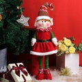 Bambola elfo di Natale in velluto rosso con gambe telescopiche per decoro casa - Bambola telescopica elfo femmina