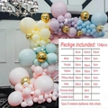 Kit arche de ballons 134 pièces vert avocat et or avec liste des tailles et couleurs - Type B-Bleu/Violet/Jaune/Or Ensemble de Ballons Multicolores