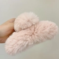 Detail of a large plush faux fur hair claw clip in soft light pink for autumn and winter - Small (13cm) / Light Pink