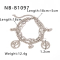 Silver double-layer zodiac bracelet with Leo pendant and small round ball charms - Leo Style (NB-B1097-SIZ)