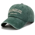 Vintage forest green washed cotton baseball cap featuring Los Angeles embroidery - Adjustable / Dark Green