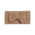 Soft brown nylon bow headband for infants with elastic fabric for comfortable wear - Coffee