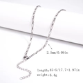 Silver stainless steel snake chain necklace with dimensions 2.5mm width and 45+5cm length - 2.5mm Long Box Chain - Silver