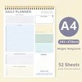 A4 Daily Planner pad with gold double-coil binding and functional task sections - A4 Daily Plan - Grey Purple