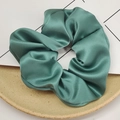 French style 100% mulberry silk scrunchie in elegant green satin finish for women - Emerald Green 3.5cm