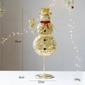 Bonhomme de neige de Noël doré à paillettes avec écharpe rouge et balai, hauteur 45 cm - Bonhomme de Neige Doré-Petit