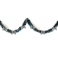 2M Christmas dark green garland with white tips and six elegant silver bows decoration - Dark Green White Edge + 6 Silver Bows
