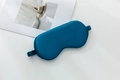 Navy blue 22 momme mulberry silk eye mask with elastic strap on white background - Lake Blue