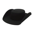 Classic black wide-brim wool felt hat with upturned edges and flat top dome design - One Size / Black