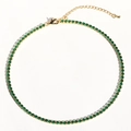 Classic green emerald tennis necklace with round-cut stones and gold-plated finish - 3mm Green Zircon