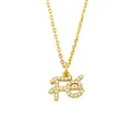 Chic gold-plated Fé letter pendant necklace with sparkling micro-paved zircons - Style A-Fé Letter Pendant