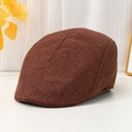 Béret vintage en lin respirant marron café foncé avec une finition tissée texturée - Taille unique / Brun Rouge