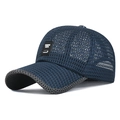 Atmungsaktive marineblaue Mesh-Baseballkappe mit Future Luck-Patch und grauem Rand - Verstellbar / Schwarzes Etikett Blau