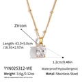 Detailed specs of the zircon pendant necklace showing length, weight and material data - White Oval Style (YYN025312-WE)