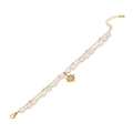 Double-layer pearl bracelet with golden sun pendant and refined link chain - Eight-pointed Star Style (4#Eight-pointed Star)
