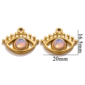 Gold eye-shaped pendant with iridescent stone, size 20mm x 16.5mm for DIY jewelry - Style E-Opal White