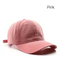 Pink washed cotton baseball cap with vintage grey embroidered W letter on front - Pink