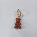 Brown gummy bear drop earrings with golden rhinestone hoops for women - Dark Coffee