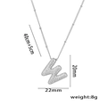 18K gold plated copper necklace with micro-paved zircon letter W pendant 22x20mm - Steel Color Letter W with Zirconia
