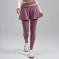 Leggings da yoga due pezzi con gonna e vita alta incrociata in tonalità rosa antico - S / Viola di Bacca