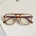 Montatura occhiali vintage squadrata doppio ponte anti-luce blu in marrone opaco - Rosso Opaco