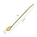 Cuillère paille en acier inoxydable 304 dorée en forme de pelle avec manche torsadé - Cuillère Pointue Torsadée - Or