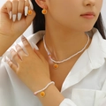Parure de bijoux en perles 3 pièces avec pendentifs de baseball jaune pour sport - Collection Collier Bracelet Boucles d'Oreilles Baseball