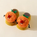 Calze neonato antiscivolo color arancio con decorazione 3D peluche carina - S (0-1 Anno) / Zenzero - Zucca Gialla