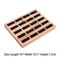 Wooden ring display tray with 20 black velvet slots, dimensions 19x15.5x1.7cm - 20 Slots Ring Tray Black Leather