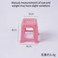 Pink miniature dollhouse stool model 4x4x3cm made of durable plastic for micro scenery - Pink