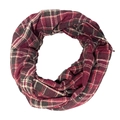 Red and black plaid cashmere-like scarf with pocket and functional loop design - F56