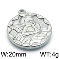 Colgante ángel de acero inoxidable plateado 20mm con relieve redondo grabado - Ángel Color Acero (20mm)