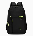 Sporty black travel backpack with fluorescent green accents and multiple compartments - 2041 Green