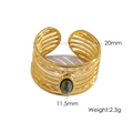 Elegant 14K gold plated stainless steel multi-layer ring with green gemstone - R19-African Pine