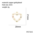 Macro view of macaron heart pendant with colorful zircons and copper gold plating - White (P07343)