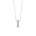 Silver alphabet necklace with letter I pendant featuring sparkling zircon stones - Letter I