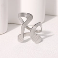 Anello geometrico ondulato argento minimalista con linee astratte vintage - Color Acciaio